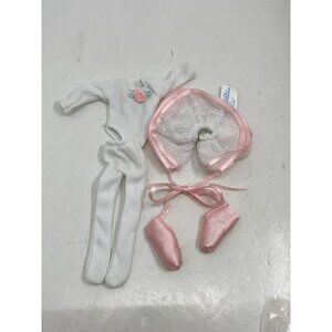 Vintage Madeline Doll Ballet Outfit With White Leotard & Pink Shoes